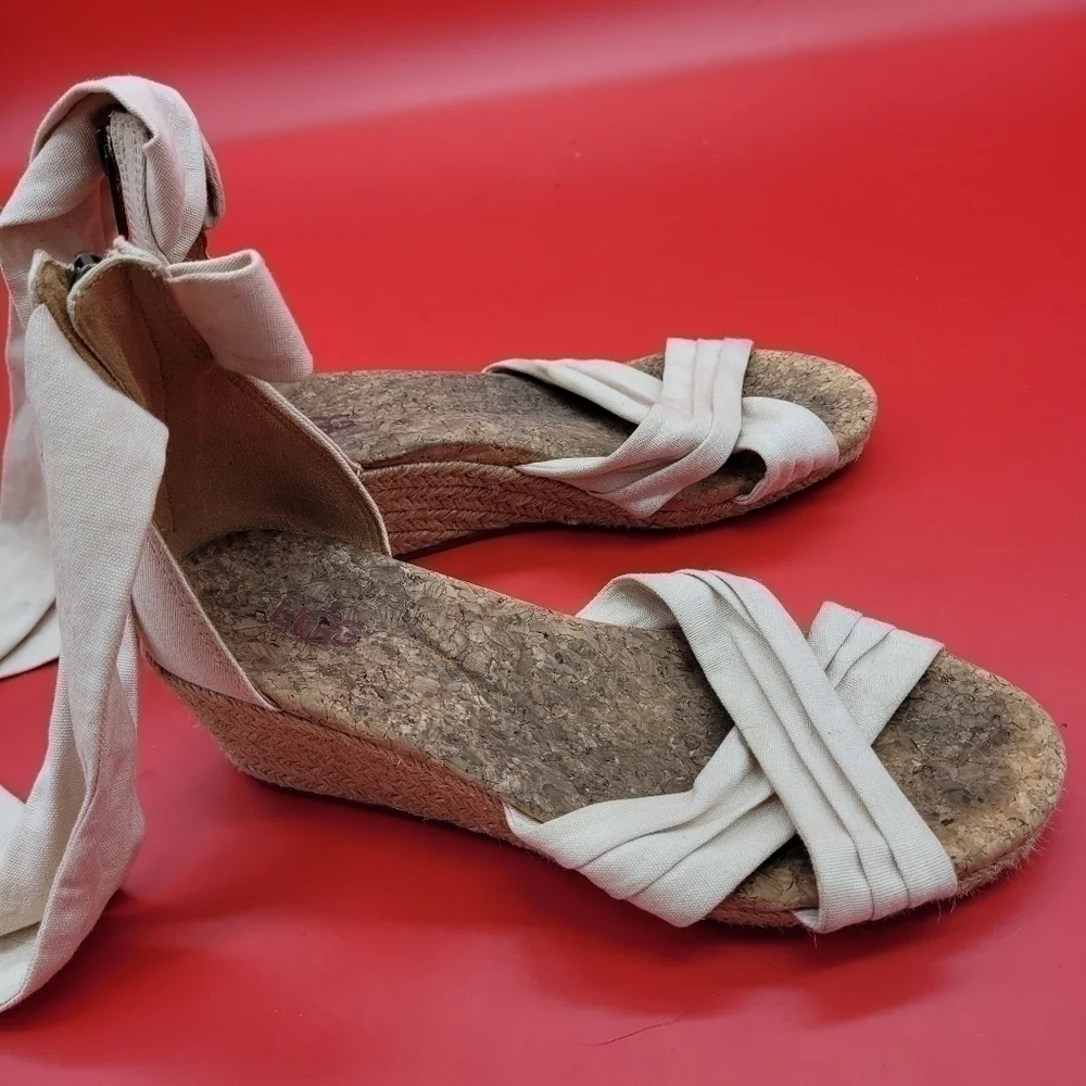 Women's Ugg Traci Espadrille Wedge Tie Up Sandal 6.5